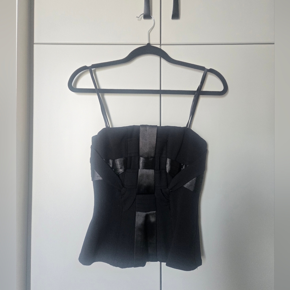BCBGMaxAzria | Black Satin Bustier - Size XXS